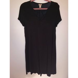 Black Dress with Lattice Neck Detail